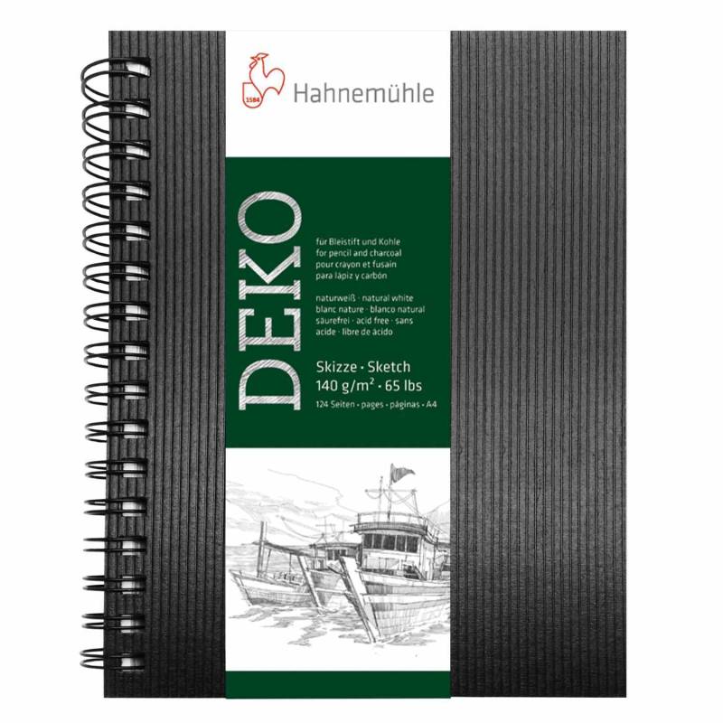 Hahnemühle Spiral-Skizzenbuch Deko schwarz 62 Blatt A4 von Hahnemühle